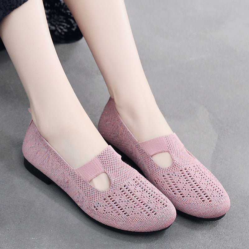 Damen atmungsaktive Slip-On Ballerinas mit elastischem Einschlupf und flexibler Sohle