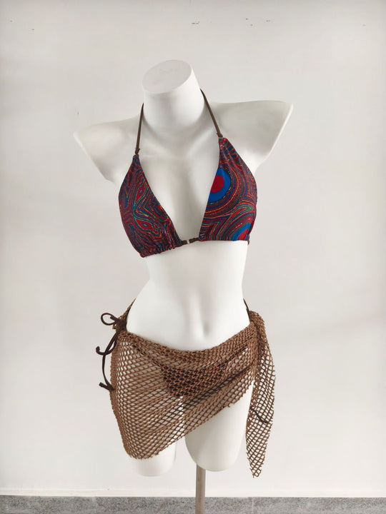 Damen Triangel-Bikini mit modischen Netzrock-Details R&B