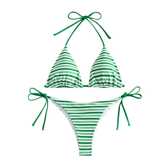 Damen Sportliches Streifen-Bikini Set R&B