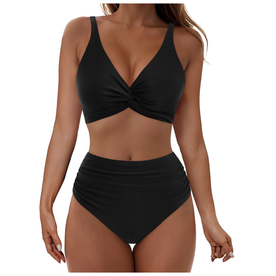 Damen Hochtailliertes Bikini-Set mit Wickel-Oberteil R&B
