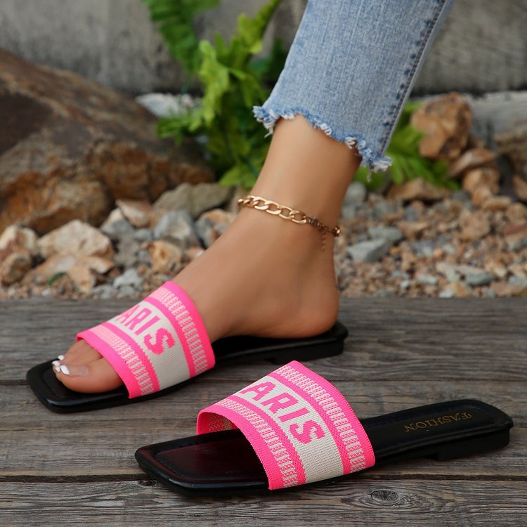 Damen Trendige Sommer-Sandalen mit breitem Riemen und Logo-Applikation R&B