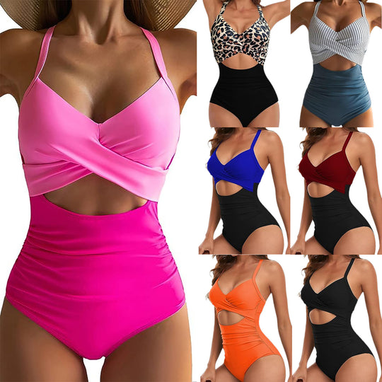 Damen Cut-Out Badeanzug mit Kreuzgurt R&B
