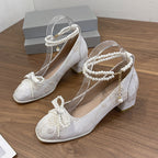 Damen elegante Absatzschuhe mit Perlen-Details R&B