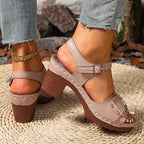 Damen Komfortable und elegante Sandalen mit Blockabsatz R&B