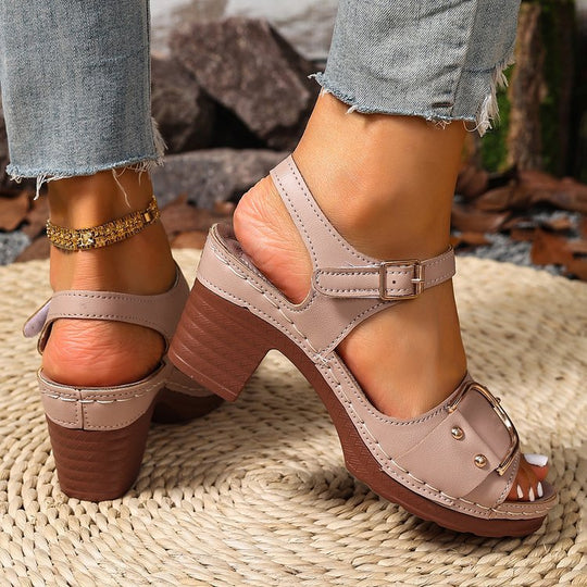 Damen Komfortable und elegante Sandalen mit Blockabsatz R&B