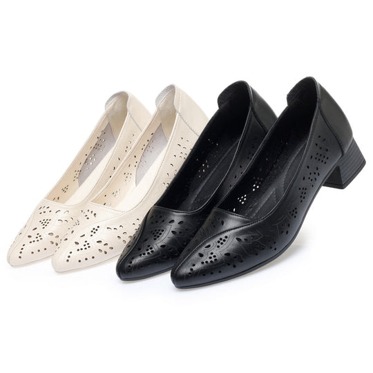 Damen Elegante Ballerina mit Luftdurchlässigem Design und Bequemem Blockabsatz R&B