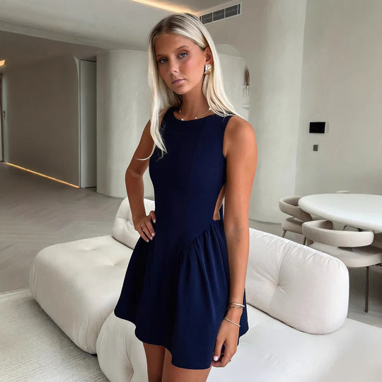 Damen Elegantes Wickelkleid mit voluminösem Rock und tiefem U-Ausschnitt R&B