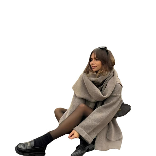 Damen elegante und warme Wickeljacke mit Schalkragen und Fransen R&B