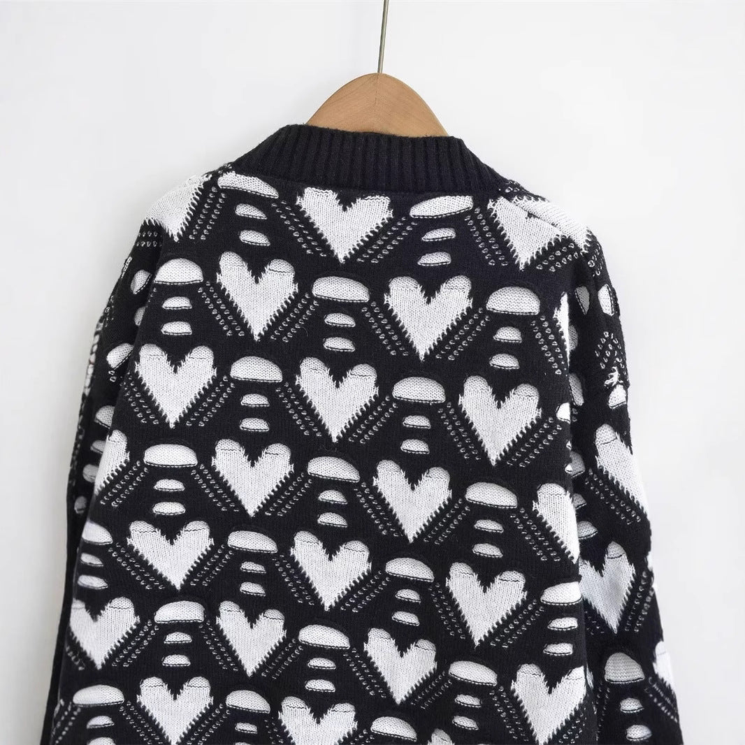 Damen Strickjacke mit Herzenmuster R&B