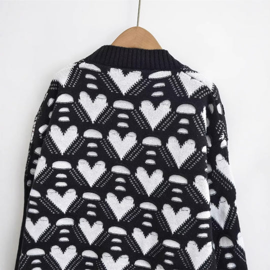 Damen Strickjacke mit Herzenmuster R&B