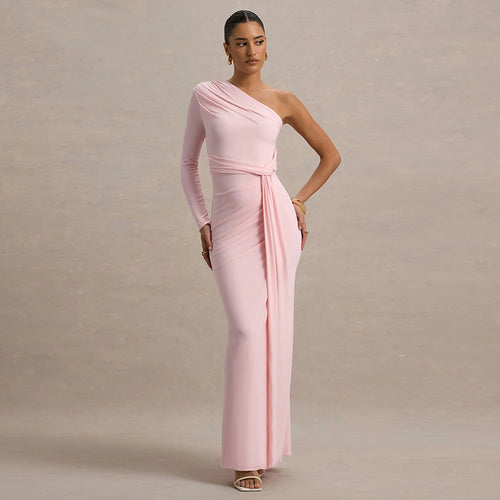 Damen Elegantes asymmetrisches Maxikleid mit Wickeldetail R&B