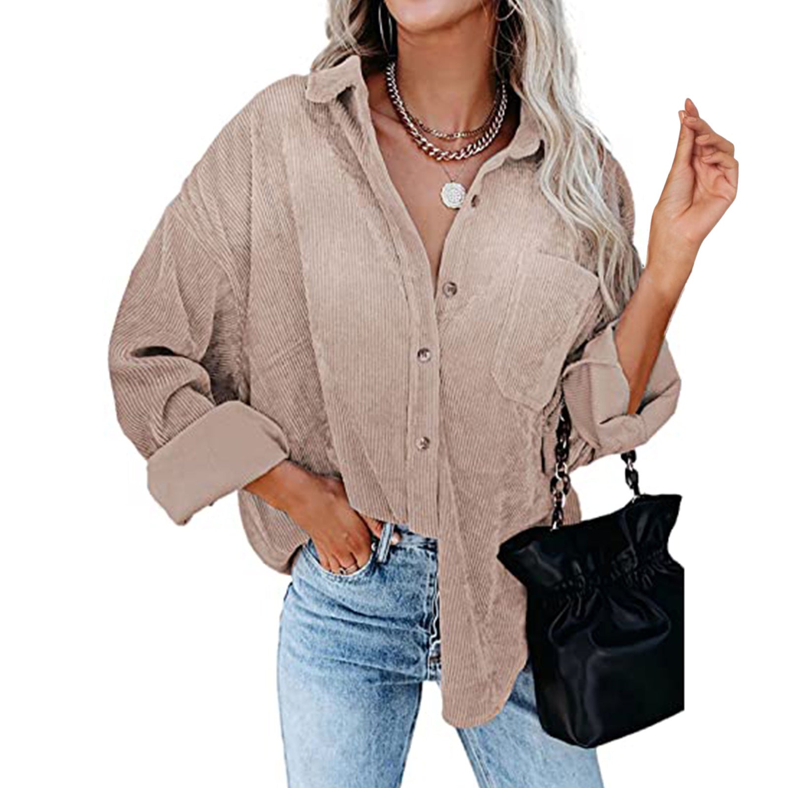 Damen Übergroße Kordbluse R&B