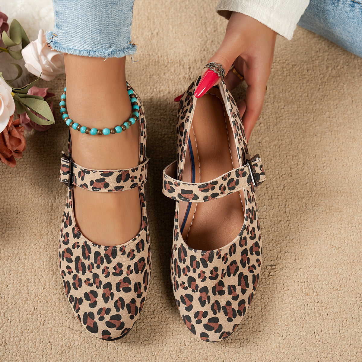 Damen Ballerinas mit Riemchen und Leopardenmuster R&B
