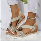Damen Wedge-Sandalen mit R&Brnen Riemendesign und elegantem Zierelement R&B