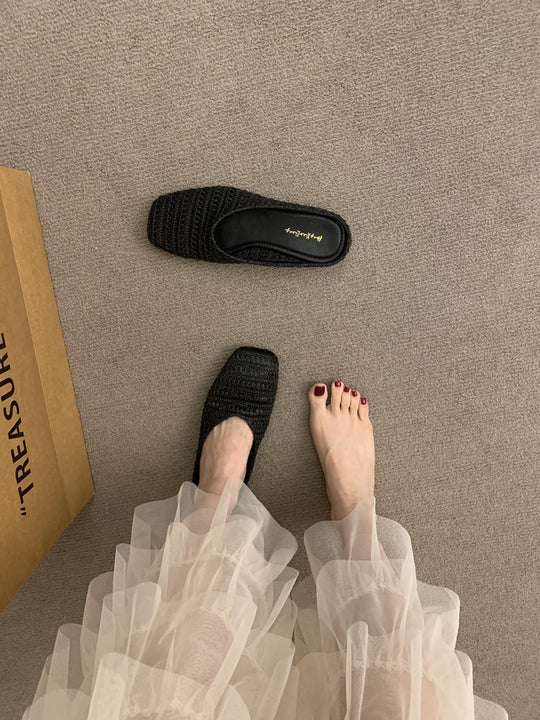 Damen luftige Sommer Slipper mit handgearbeiteter Häkelstruktur R&B