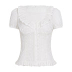 Damen Rüschenshirt mit floralem Design und voluminösen Ärmeln R&B