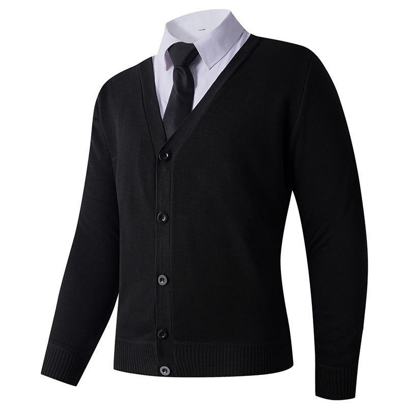 Herren Strickjacke mit V-Ausschnitt und Knopfverschluss R&B