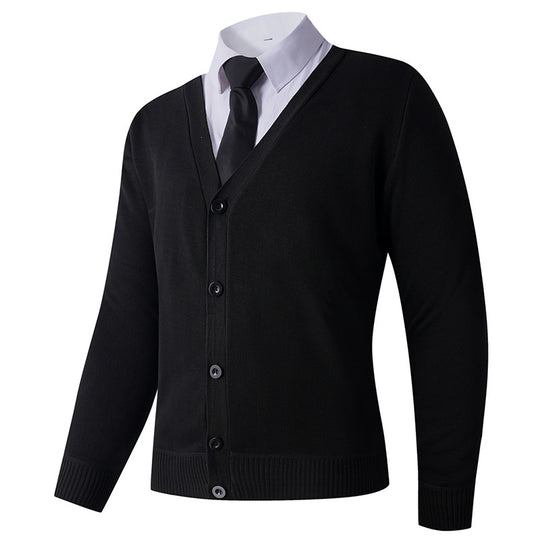 Herren Strickjacke mit V-Ausschnitt und Knopfverschluss R&B