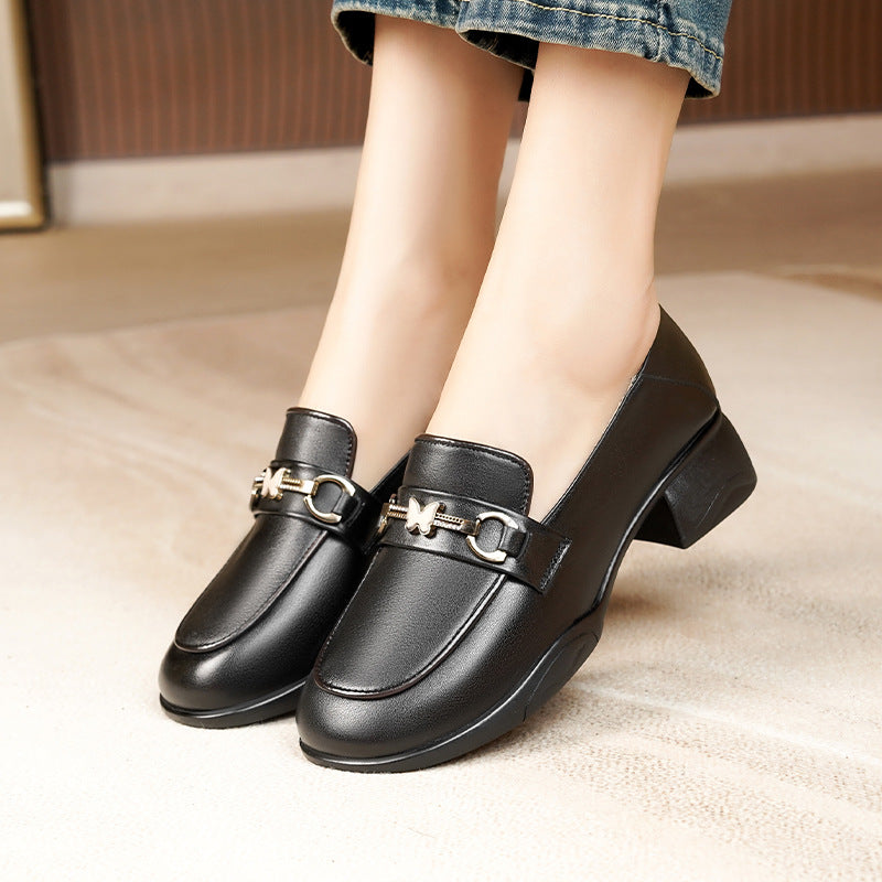 Damen Elegante Mokassins mit modischem Schmuckdetail und bequemem Blockabsatz R&B