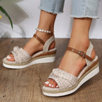 Damen Wedge-Sandaletten mit dekorativer Schleife R&B