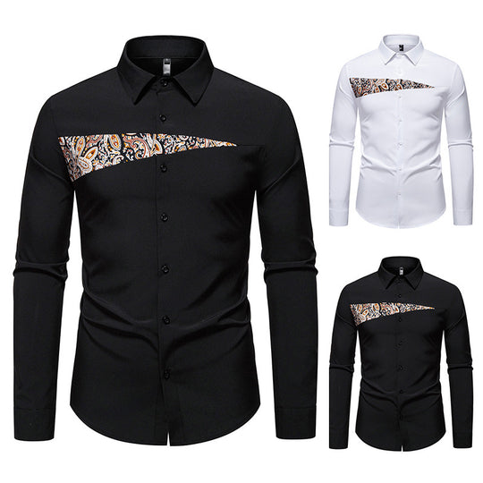 Herren Langarmhemd mit kreativem Paisley-Design R&B