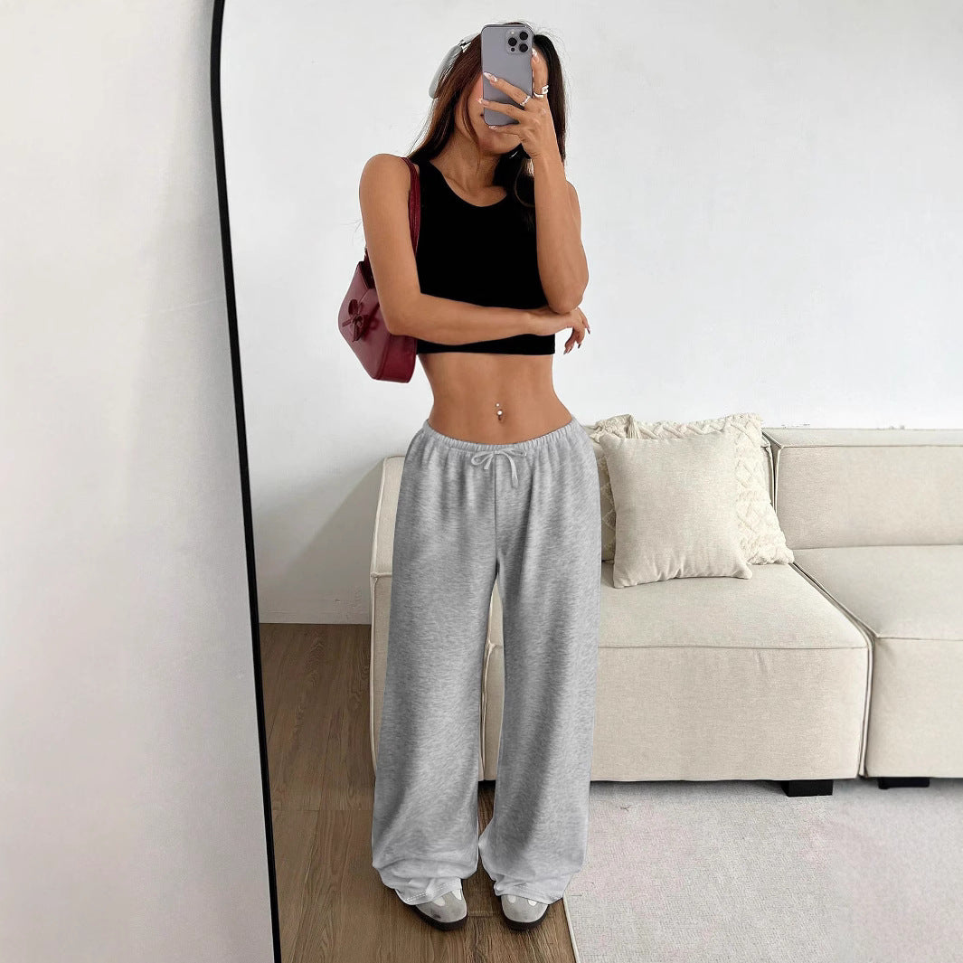 Damen lässiges Cropped-Oberteil und weite Hose Set R&B