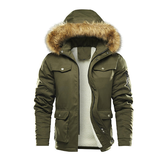 Herren isolierte Winterjacke mit abnehmbarer Kapuze und Futter R&B