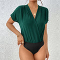 Damen Body mit eleganter Wickeloptik und kurzen Ärmeln R&B