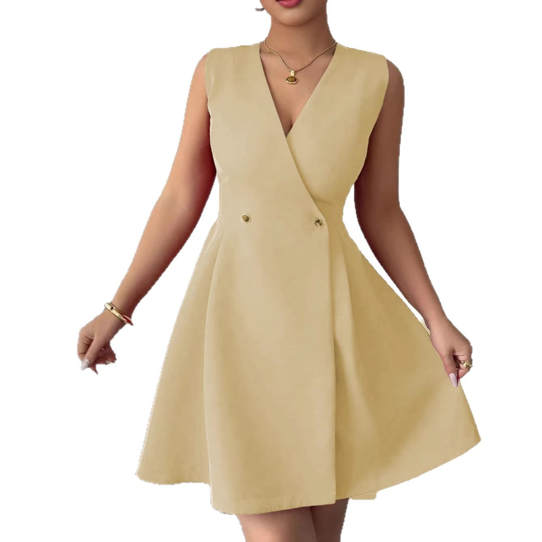 Damen Wickelkleid mit eleganter Silhouette und Knopfdetails R&B