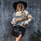 Damen Strickpullover mit grafischem Muster und lässigem Schnitt R&B