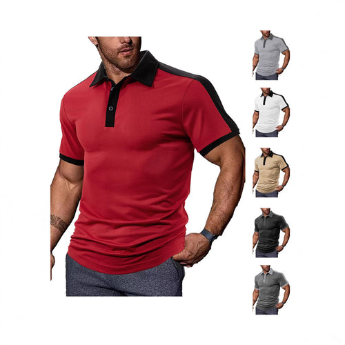 Herren nan figurnahes Kontrast-Poloshirt mit Schulterpasse und Hemdkragen R&B