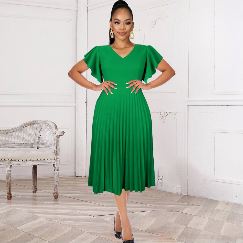 Damen Midikleid mit voluminösen Rüschensäumen und eleganter Faltenlegung R&B