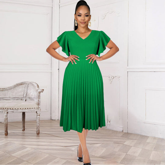 Damen Midikleid mit voluminösen Rüschensäumen und eleganter Faltenlegung R&B