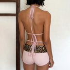 Damen modisches Dreieck-Bikini-Set mit verstellbaren Trägern und Tiermustern R&B