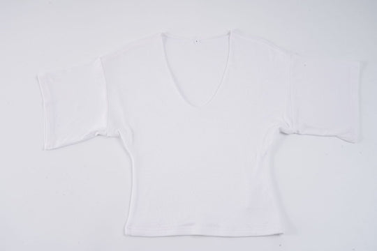 Damen elegantes V-Ausschnitt Oberteil mit lockeren Ärmeln R&B