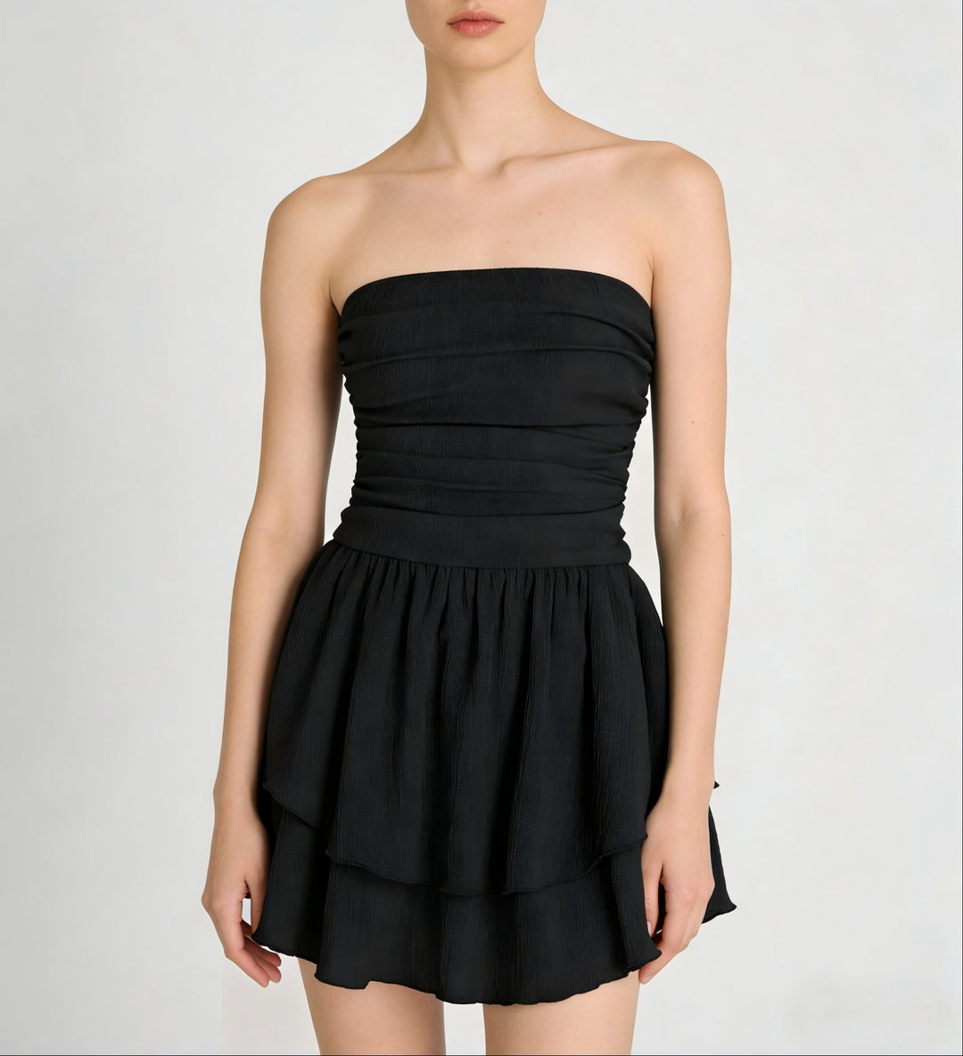 Damen Wickelkleid mit gerafftem Oberteil und fließendem Rock R&B
