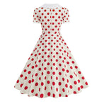 Damen Retro Maxikleid mit Kragen und Punkten R&B