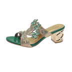 Damen Offene Mules mit verzierenden Blumen und komfortablem Blockabsatz R&B