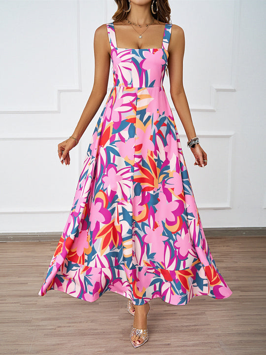 Damen Maxikleid mit modernem Blumendesign und schmeichelnder Silhouette R&B