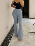 Damen Ripp-Leggings mit hoher Taille und weitem Bein R&B