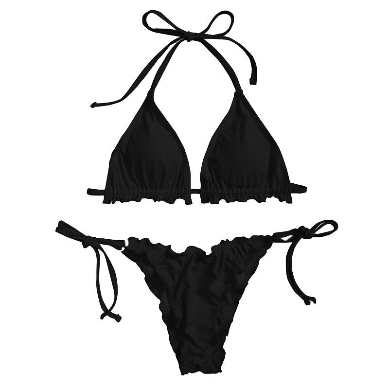 Damen Triangel-Bikini mit raffinierten Rüschen und verstellbaren Trägern R&B