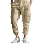 Herren bequeme Cargo-Hose aus leichtem Leinenmaterial mit elastischem Bund und praktischen Seitentaschen R&B