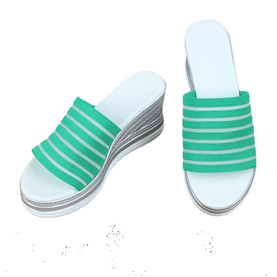 Damen modische Wedge-Pantoletten mit strukturiertem Obermaterial und atmungsaktivem Design R&B