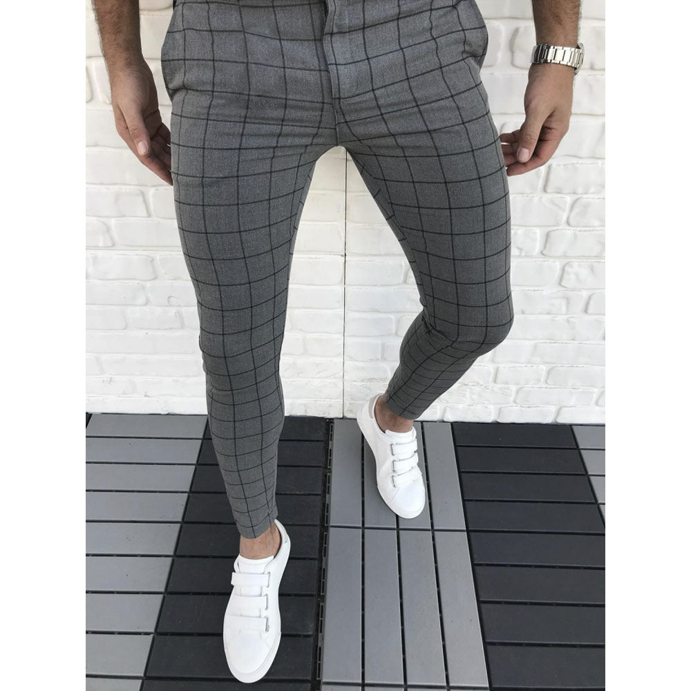 Herren Karierte Anzughose im Slim Fit Stil R&B