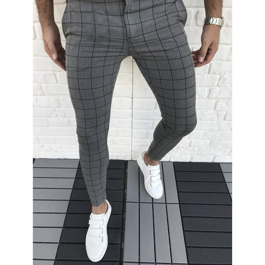 Herren Karierte Anzughose im Slim Fit Stil R&B