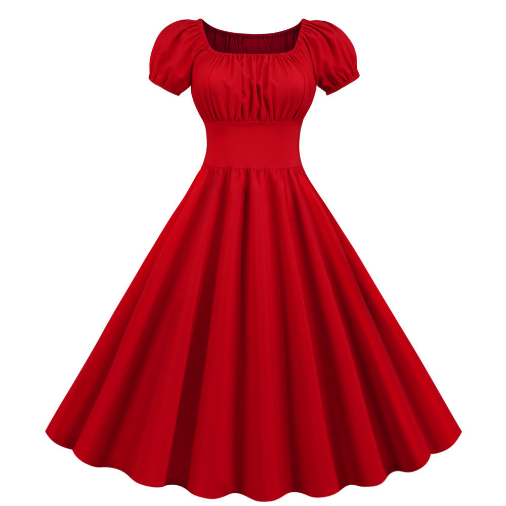 Damen A-Linien Kleid mit Puffärmeln und Taillierung R&B