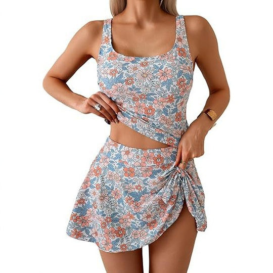 Damen Sportliches Tankini-Set mit schmeichelndem Rock R&B