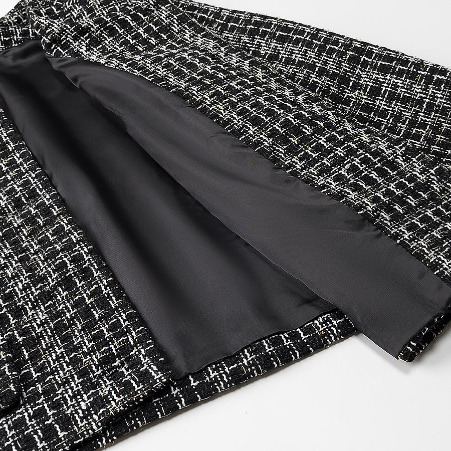 Damen elegante Kurzjacke im modischen Tweed-Stil mit goldenen Knopfdetails R&B