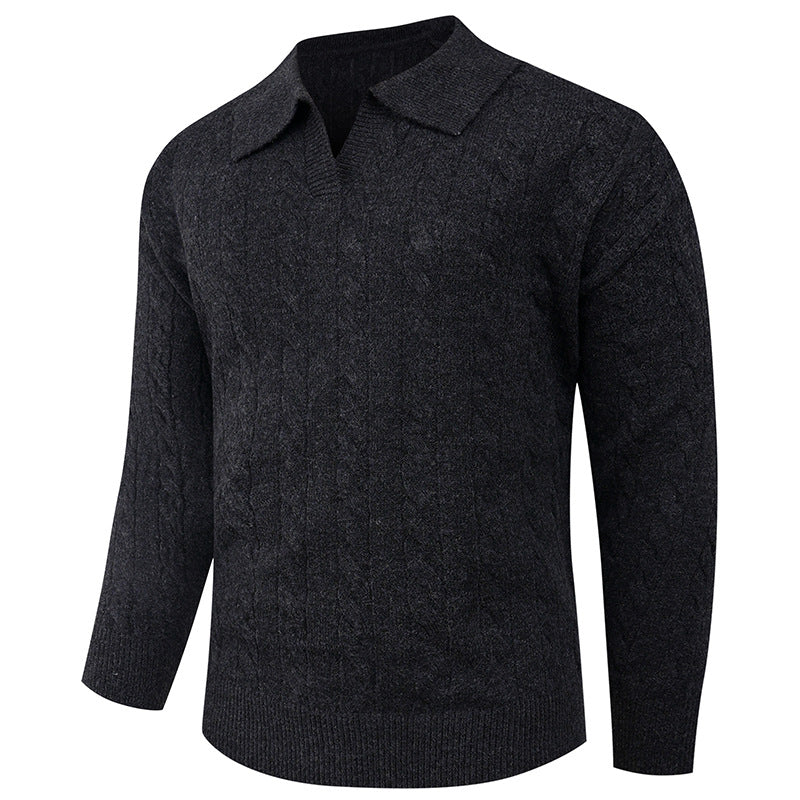Herren eleganter Strickpullover mit modernem Zopfmuster R&B
