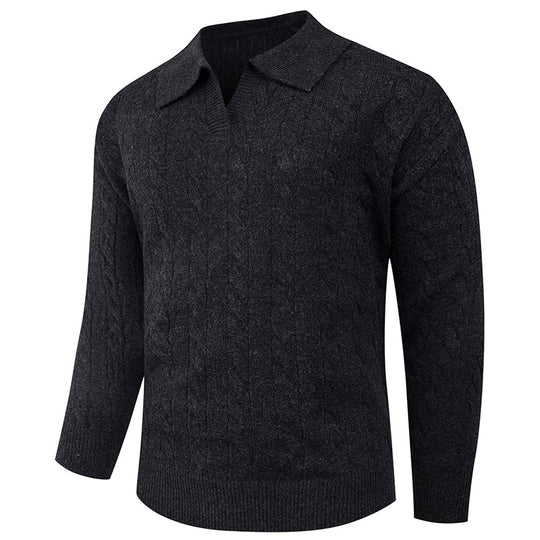 Herren eleganter Strickpullover mit modernem Zopfmuster R&B